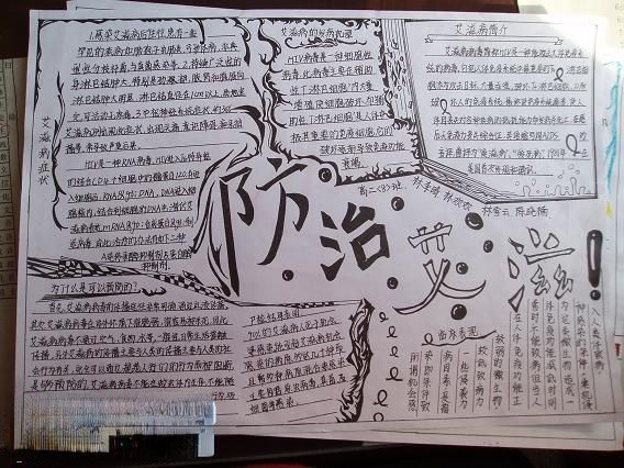 防治艾滋宣传手抄报-黑白版