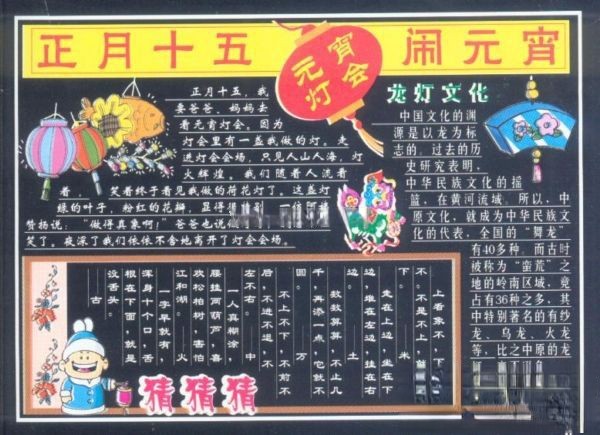 虎年正月十五闹元宵黑板报设计