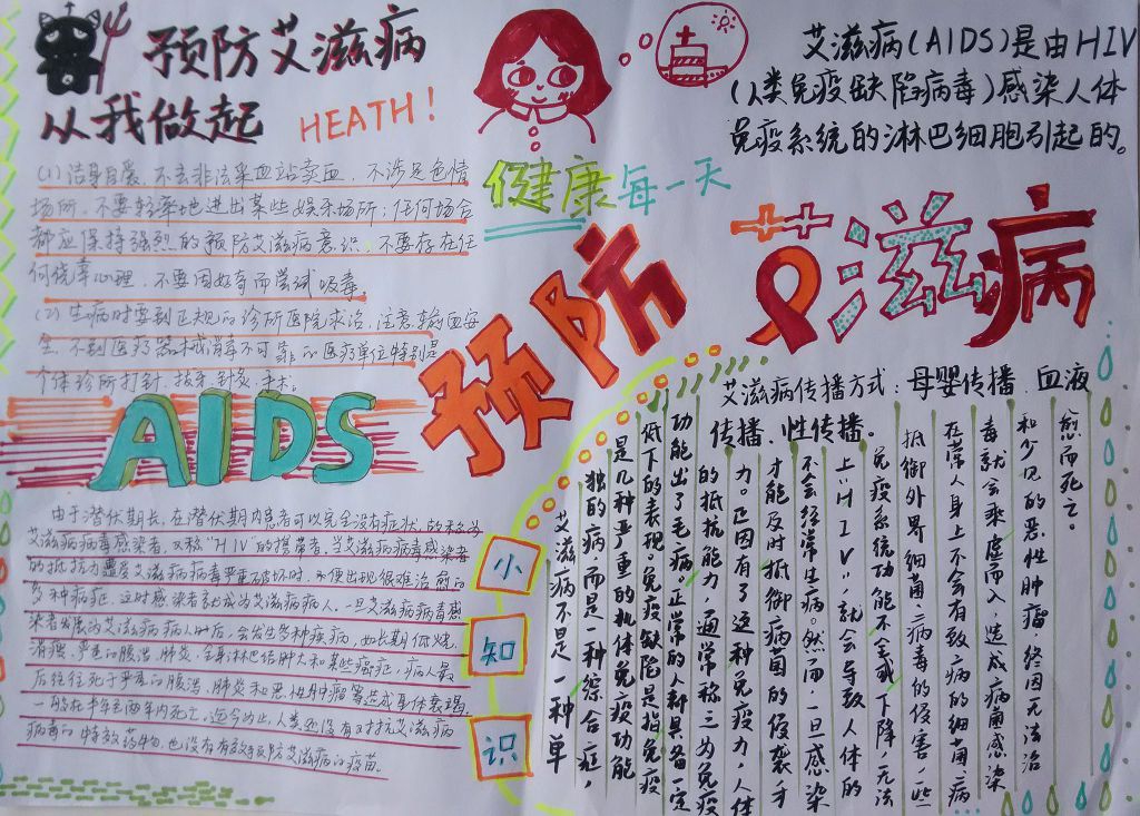 珍爱生命远离艾滋手抄报 珍爱生命远离艾滋手抄报