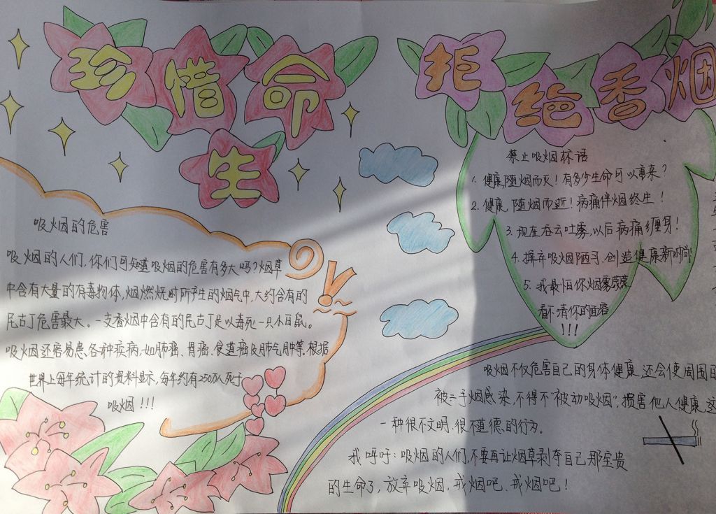 创建无烟环境构建和谐校园手抄报