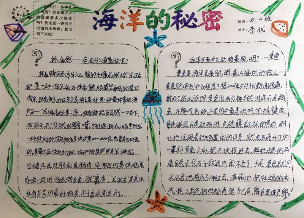 海洋的秘密手抄报图片大全