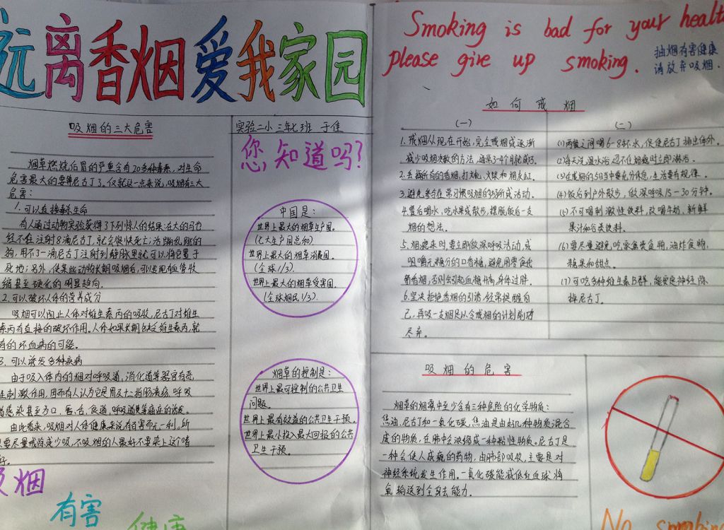 创建无烟环境构建和谐校园手抄报