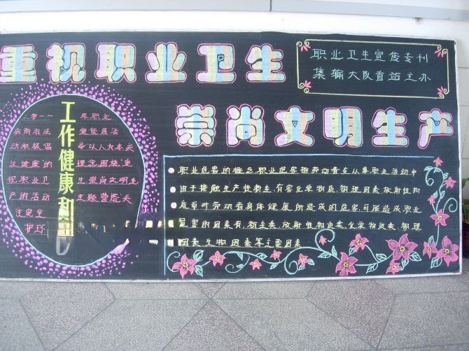 职业卫生黑板报图片-重视职业卫生 崇尚文明生产