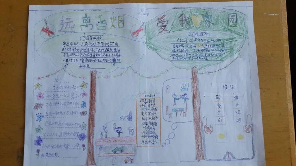 远离香烟爱我家园手抄报