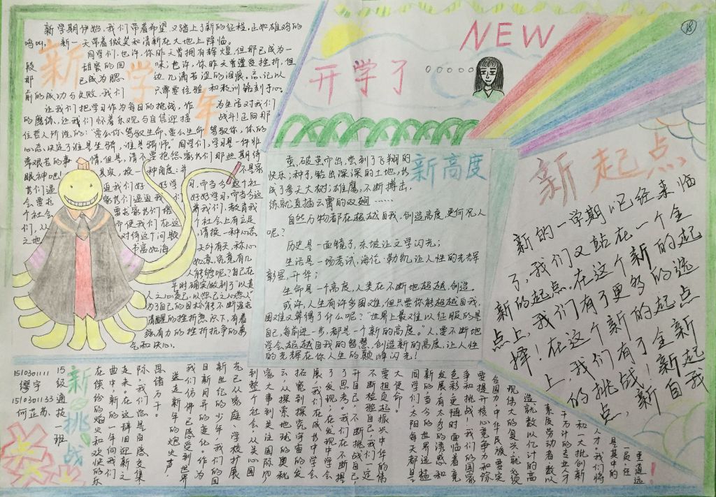 大学生新学期手抄报图片