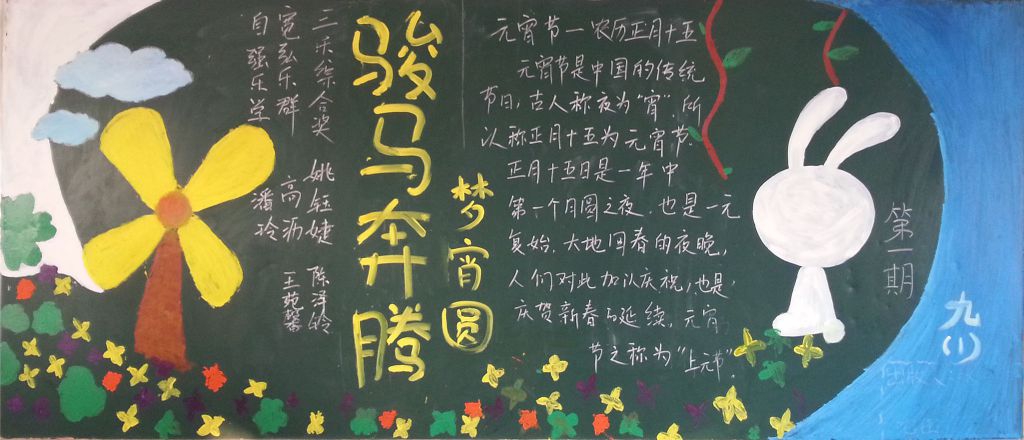 骏马奔腾梦宵圆黑板报