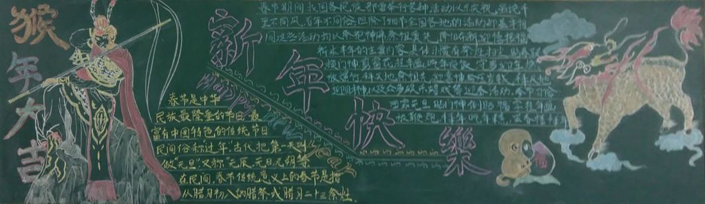 猴年大吉黑板报图片
