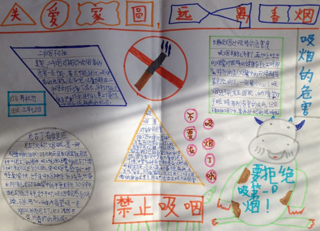 燃烧的是香烟消耗的是生命手抄报