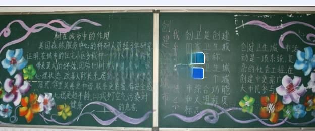 “创建国家卫生城市、绿色学校、预防艾滋病”黑板报