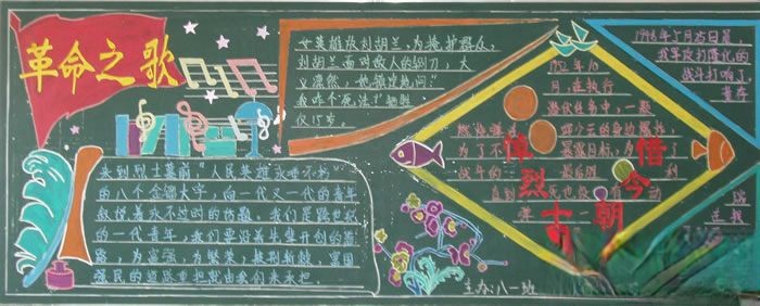 缅怀革命先烈主题黑板报作品6：革命之歌