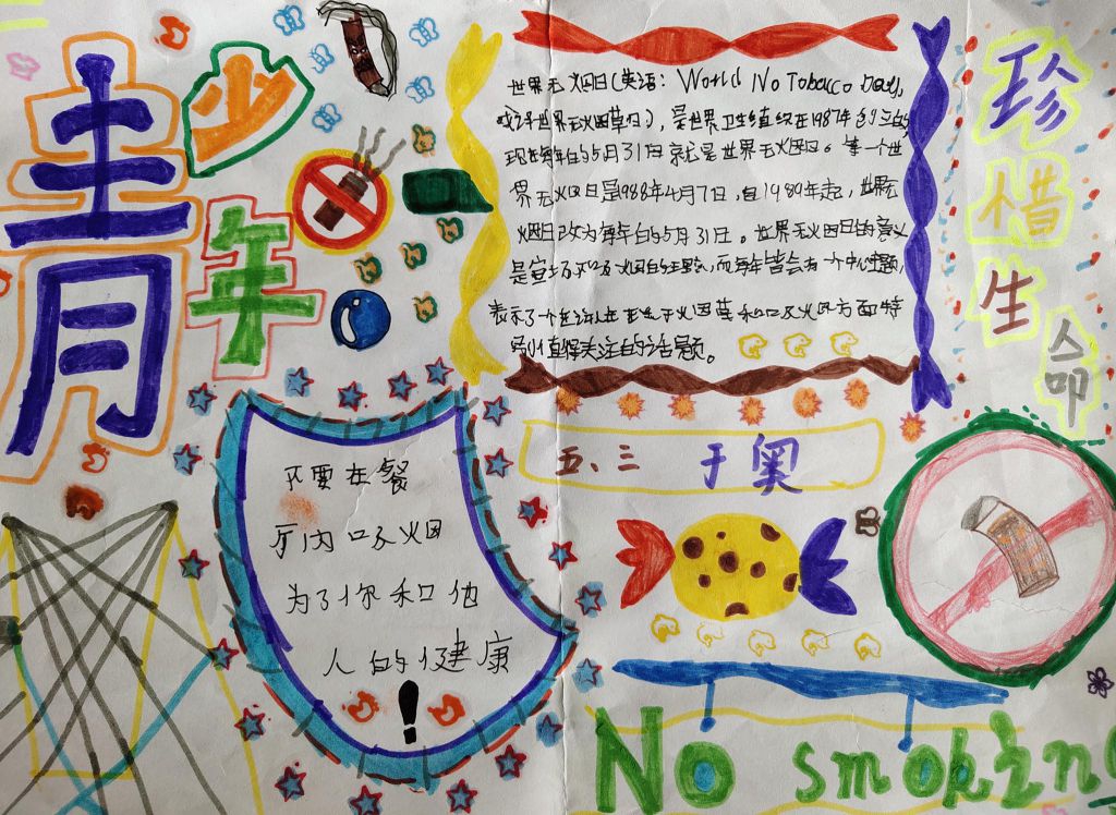 531世界无烟日手抄报，吸烟有害健康
