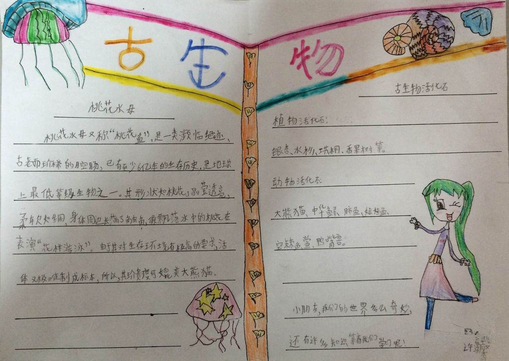 古生物活化石手抄报