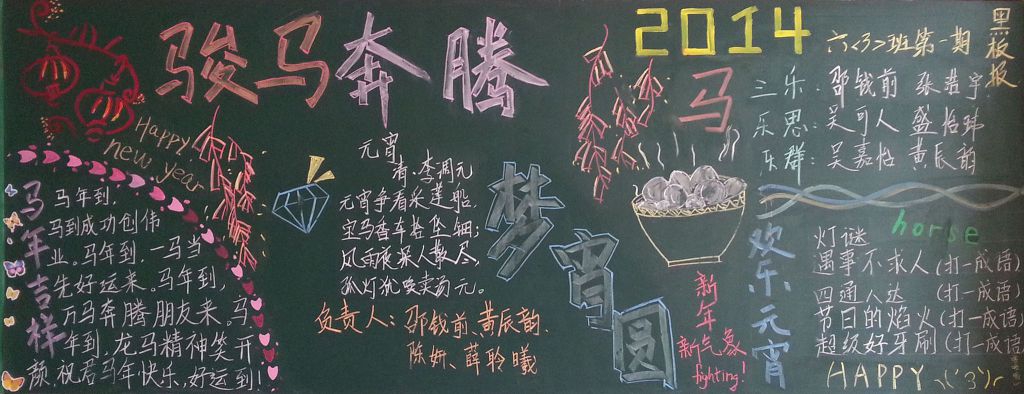 骏马奔腾梦宵圆黑板报