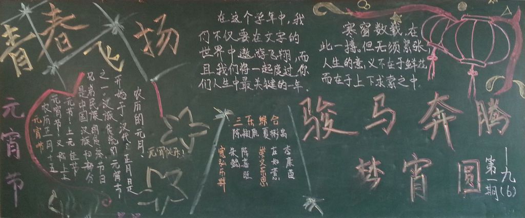 骏马奔腾梦宵圆黑板报