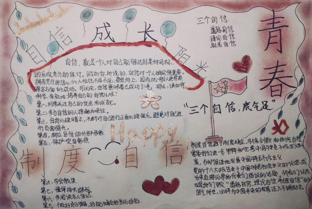 制度自信手抄报，自信成长阳光青春