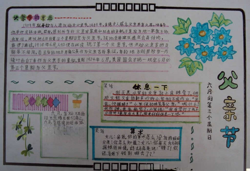 2022父亲节手抄报