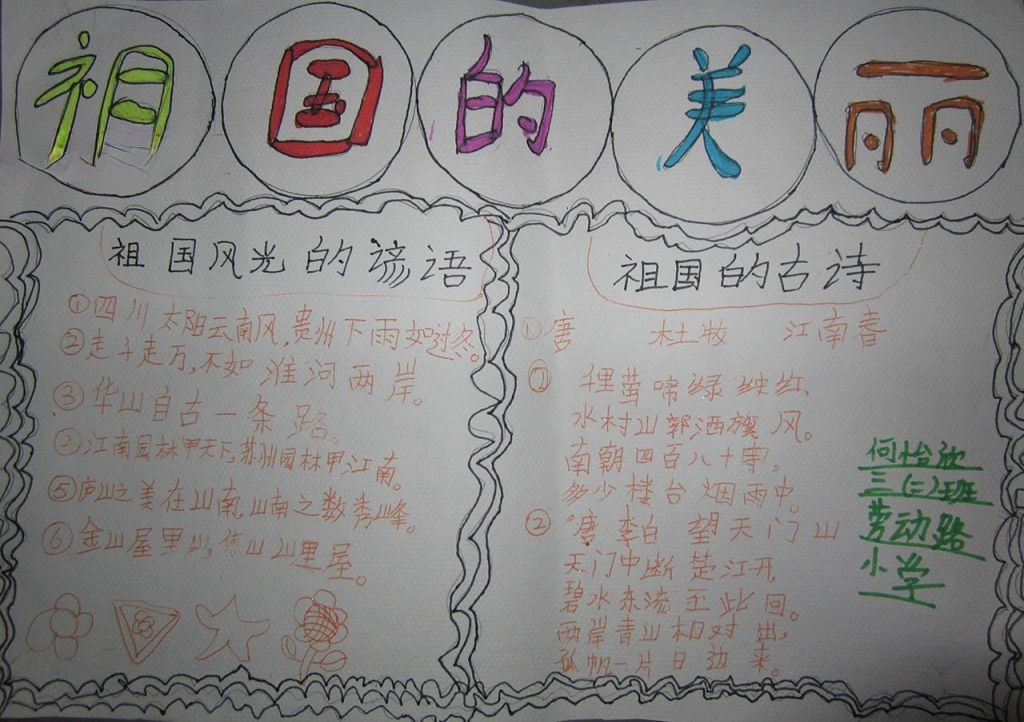 美丽的祖国山河手抄报