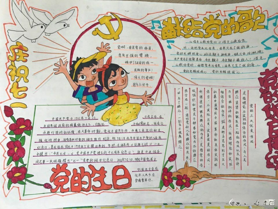 建党98周年手抄报图片，我和党一起成长