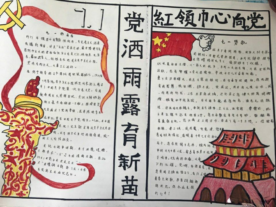 建党98周年手抄报图片，我和党一起成长