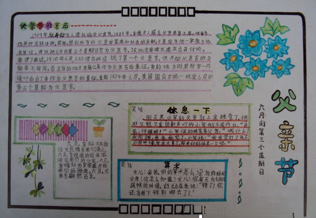 父亲节手抄报简单又漂亮