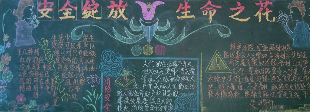 安全绽放生命之花黑板报