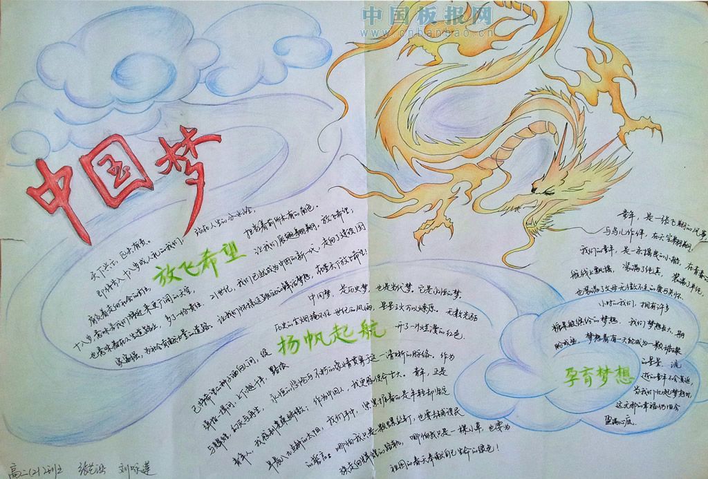 高中生中国梦手抄报版面图