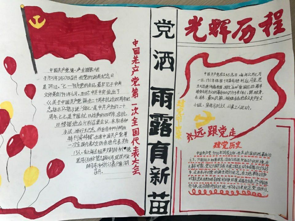 建党98周年手抄报图片，我和党一起成长