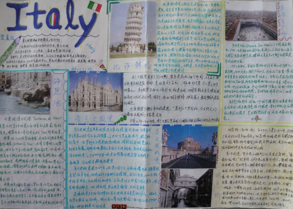 意大利之旅手抄报图片