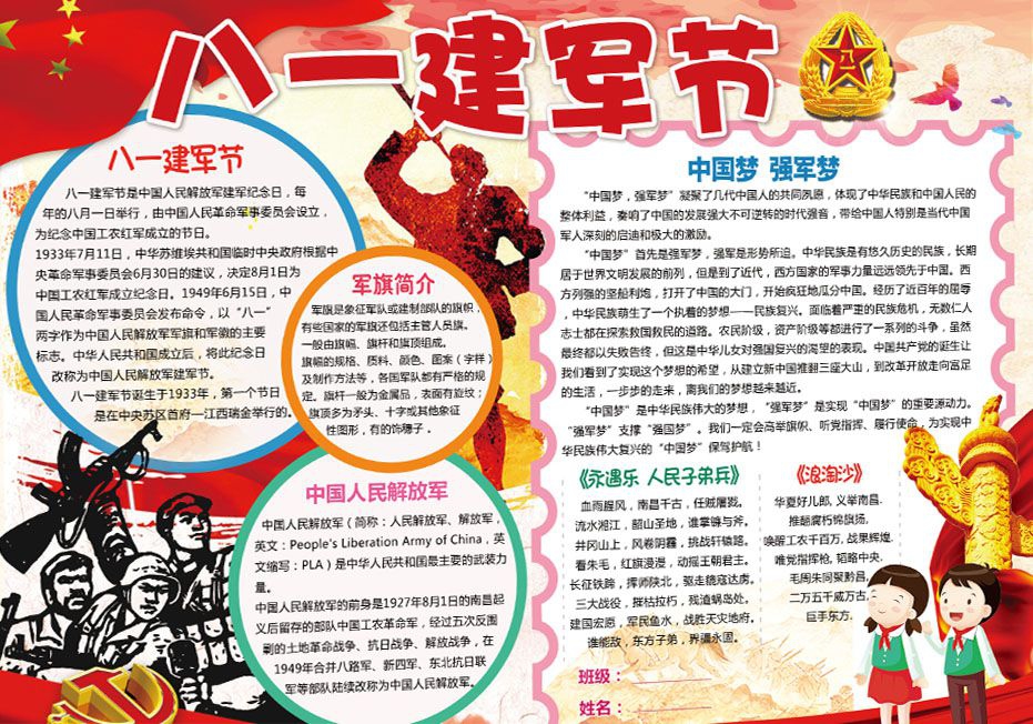 2022八一建军节手抄报模板