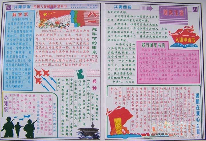 共青团庆祝中国人民解放军建军节手抄报专刊