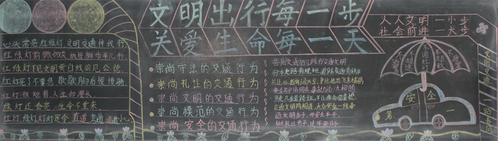 安全出行黑板报：文明出行每一步关爱生命每一天