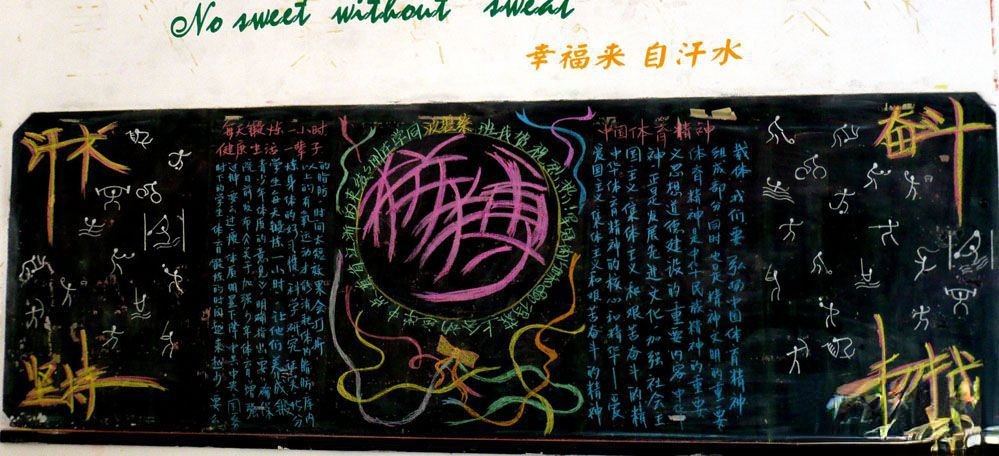 体育节板报-汗水坚持超越奋斗