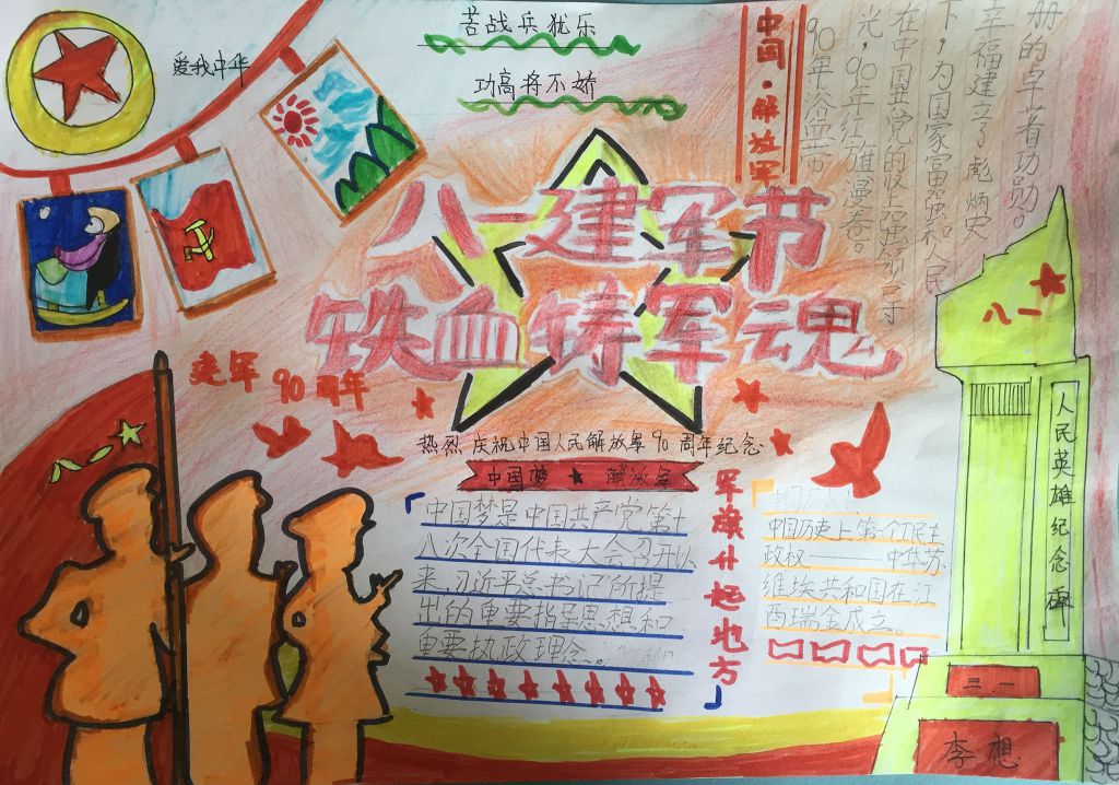 建军90周年纪念日手抄报图片