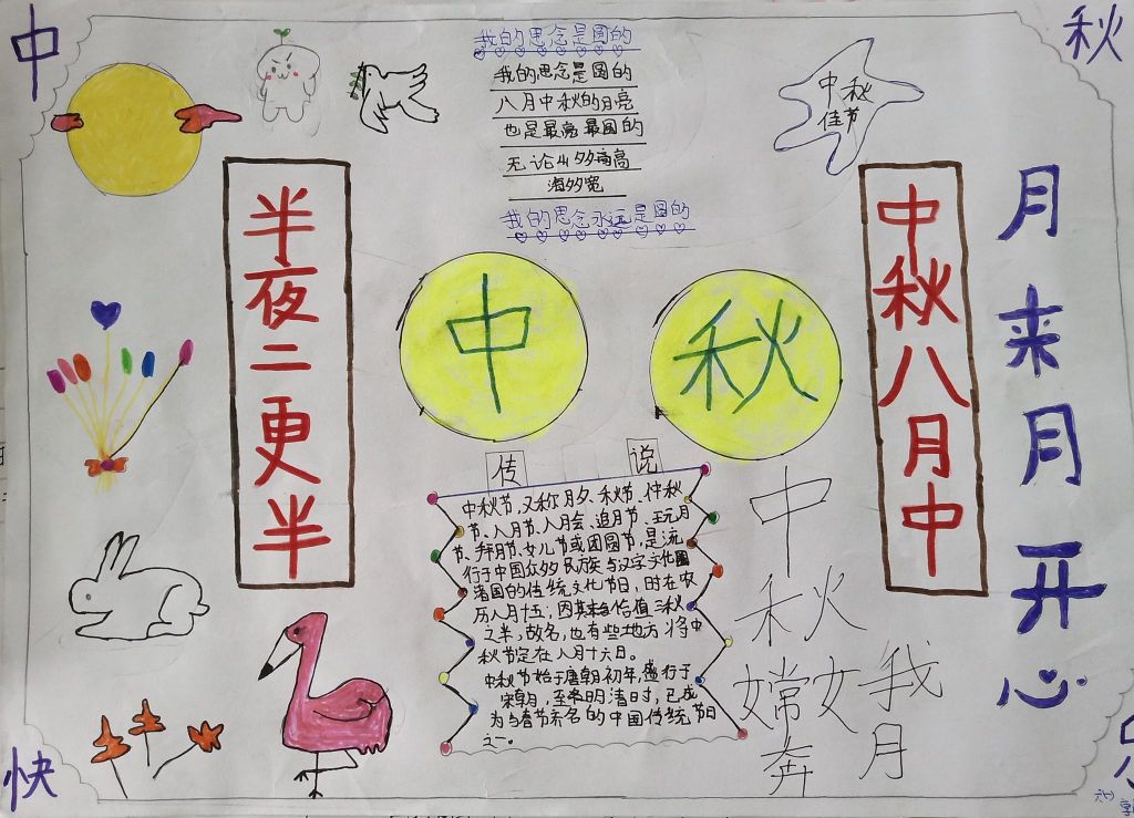 2022中秋节手抄报作品汇展，月是故乡明
