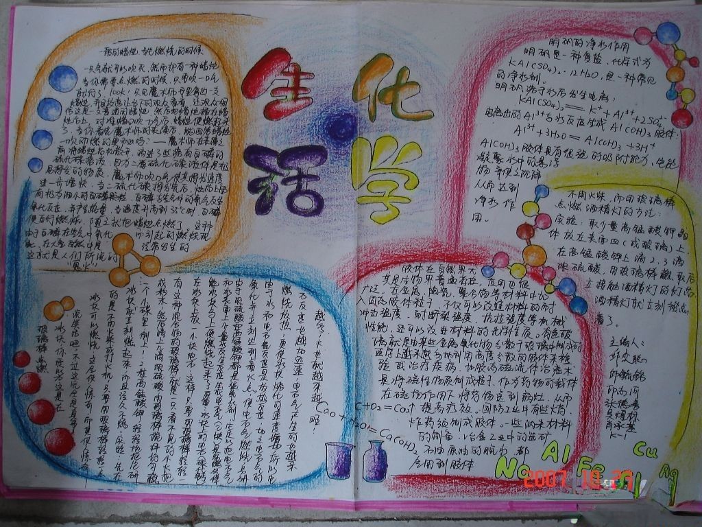 初三化学手抄报设计图-生活化学