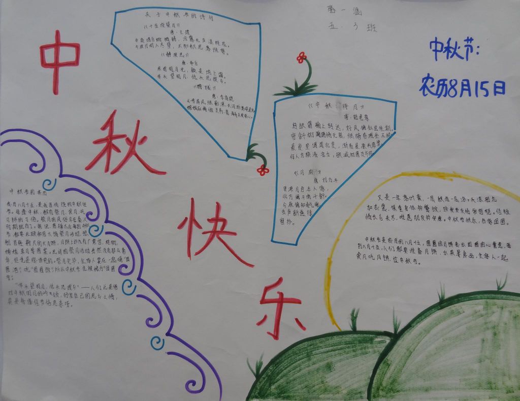 2022中秋节快乐手抄报，了解中秋节的来历与习俗