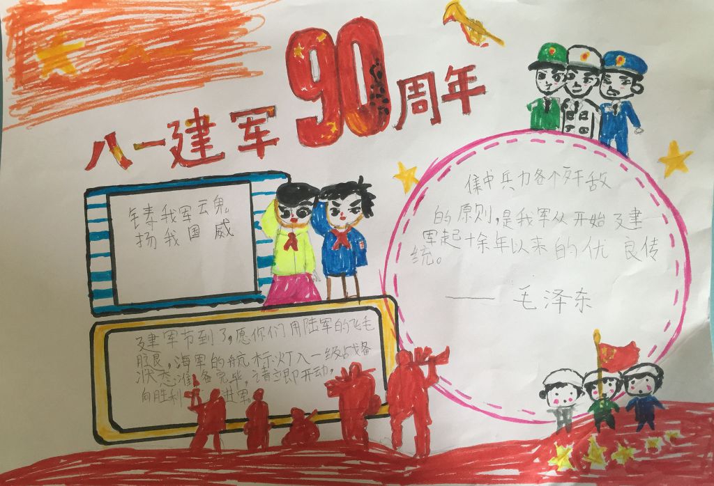 建军90周年纪念日手抄报图片