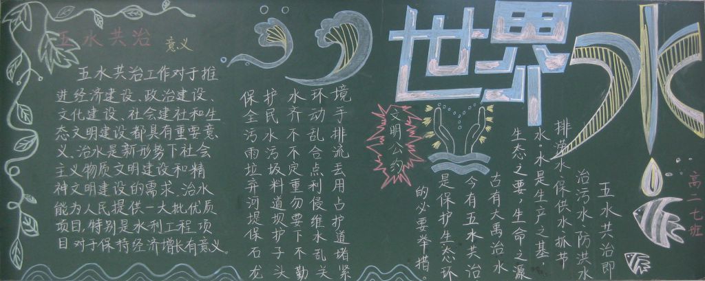 五水共治黑板报版面设计图大全