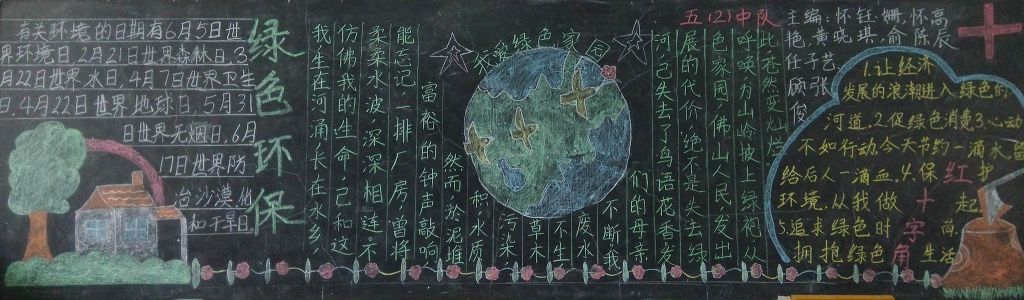 爱绿 护绿 美化校园环境黑板报