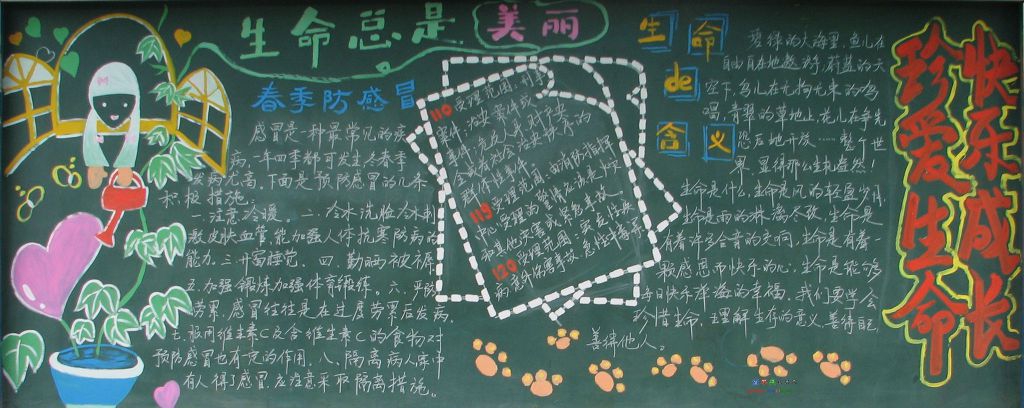 关爱生命快乐成长黑板报