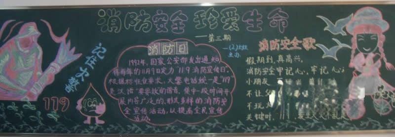 小学二年级板报：消防安全珍爱生命