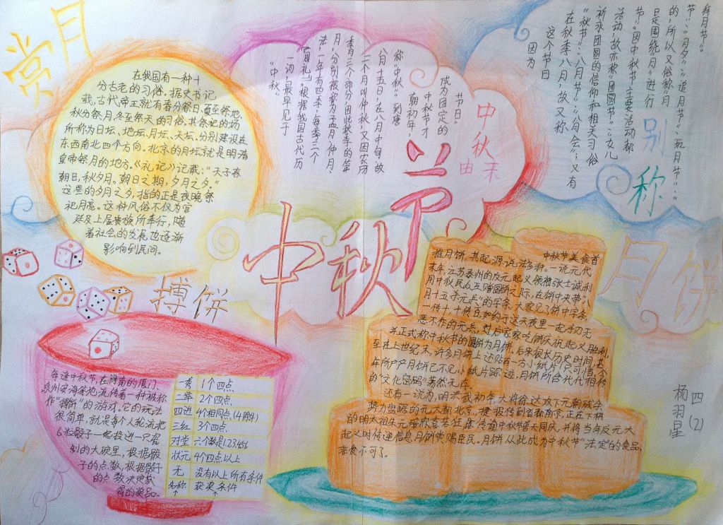 中秋节赏月博饼手抄报