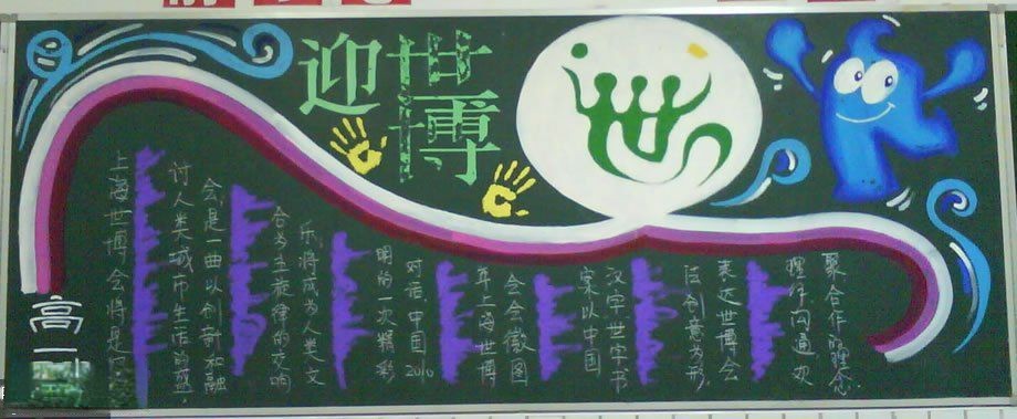 迎接世博会黑板报设计
