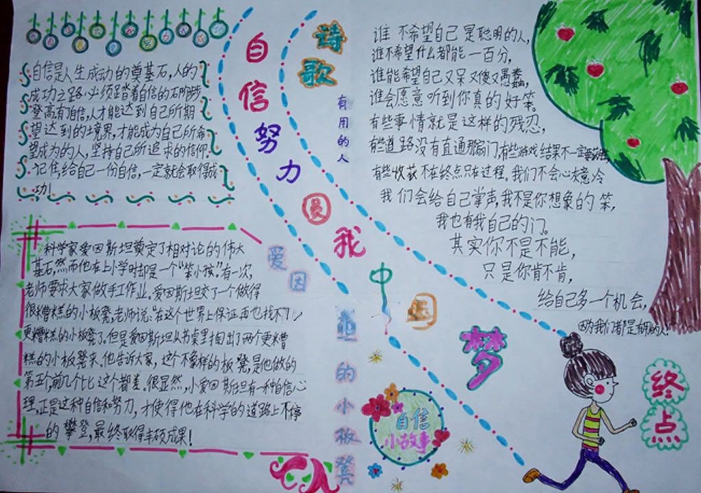 自信努力圆我中国梦手抄报