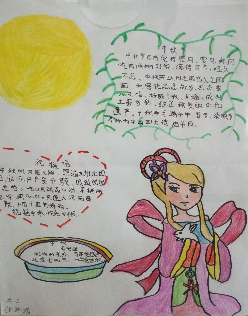 中秋节手抄报A4纵向版面设计图