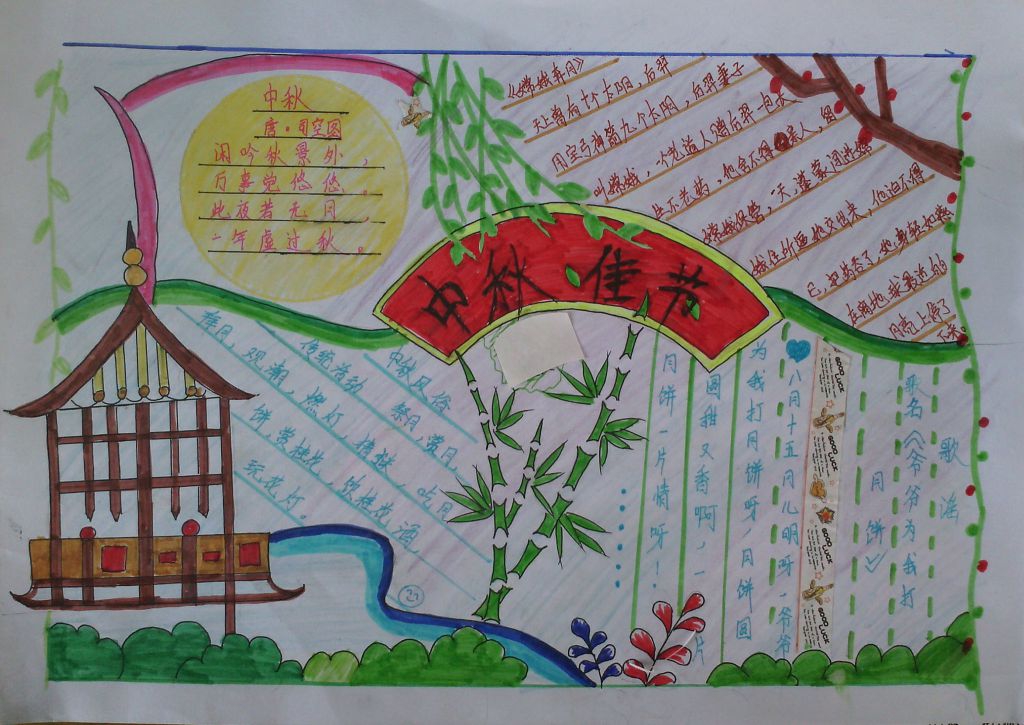 中秋节庆团圆手抄报图片展