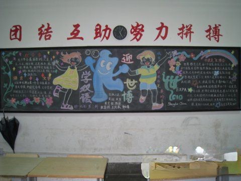 迎世博 学双语主题黑板报设计