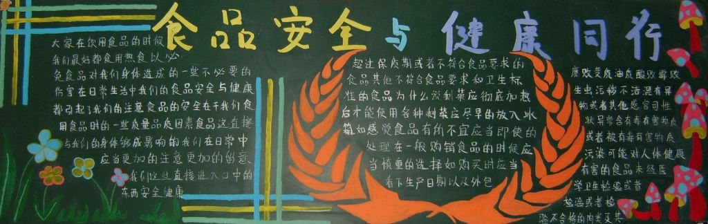 食品安全与健康同行黑板报作品-高清大图推荐
