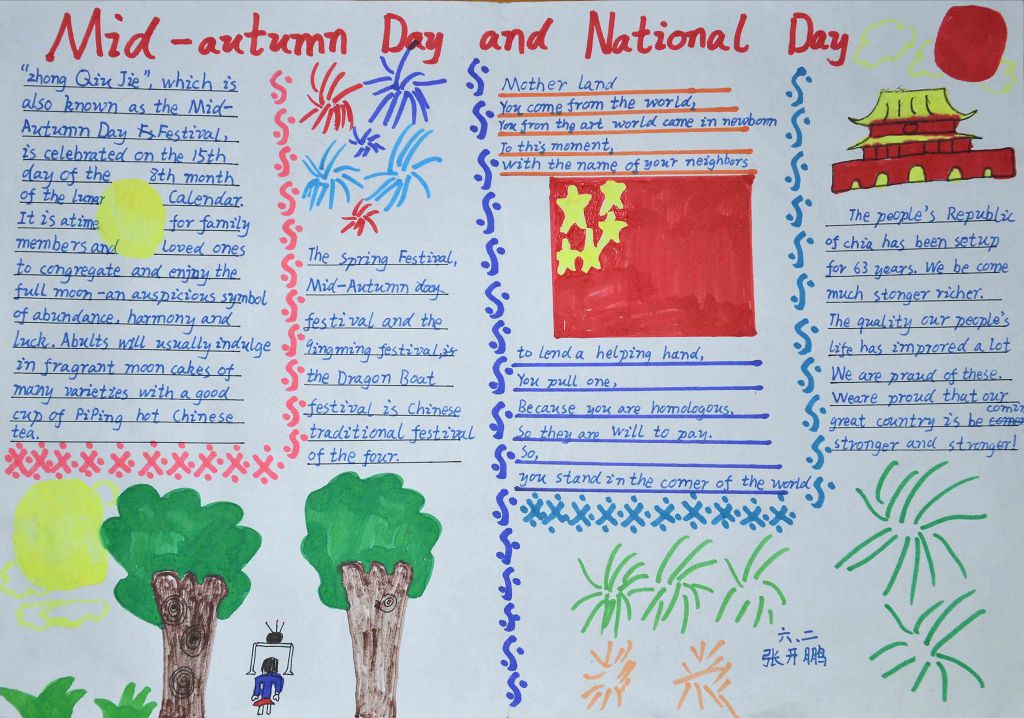 中秋国庆英语手抄报图片 中秋国庆英语手抄报图片
