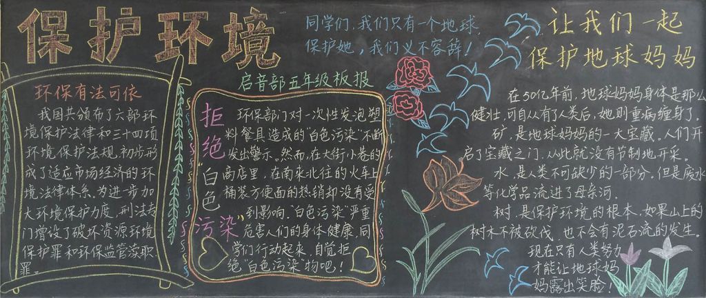 地球日保护环境黑板报